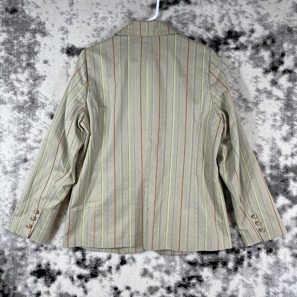 Bob Mackie Blazer Womens Size Medium Lined Embroidered Floral Striped Career - Picture 2 of 10